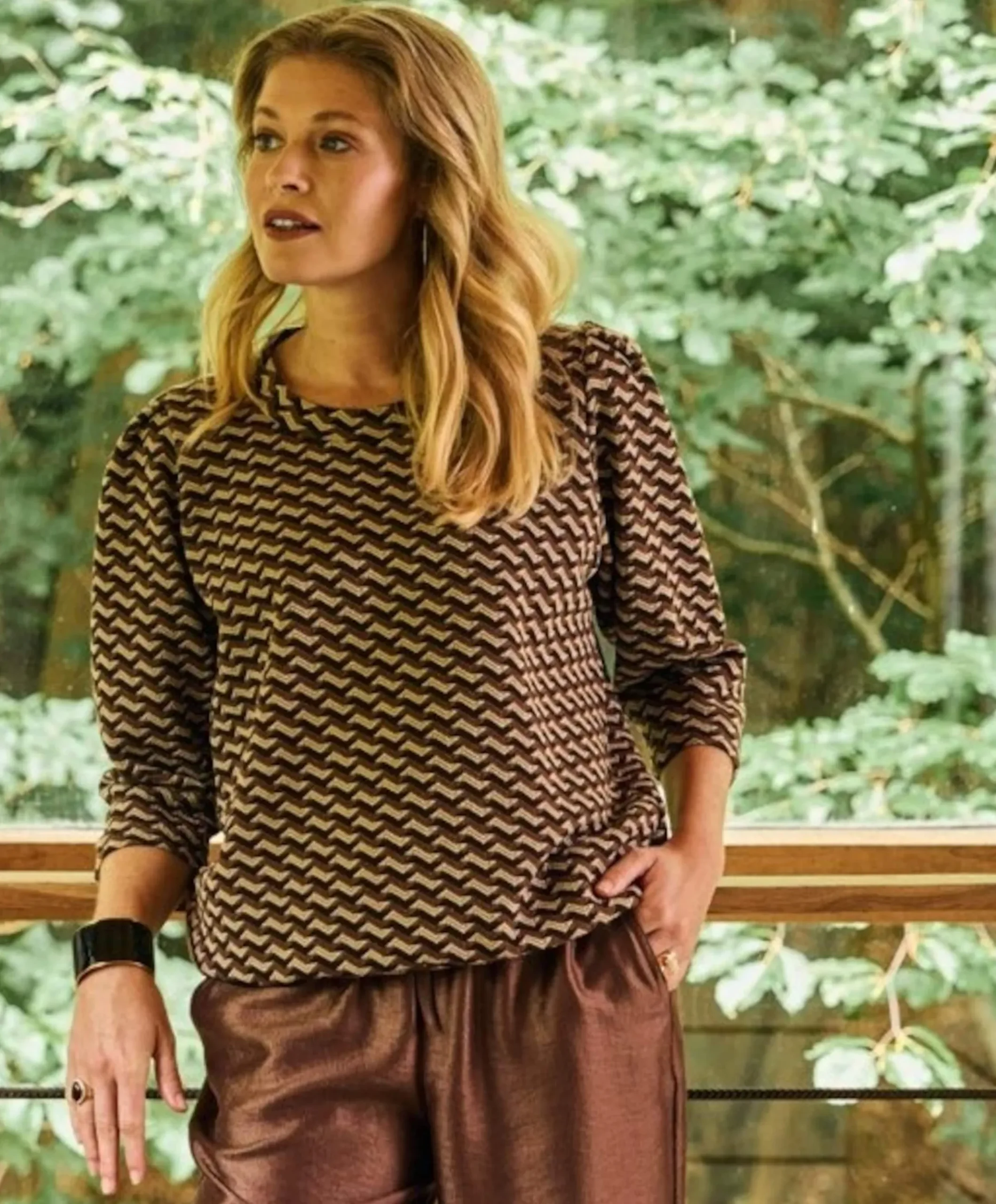 Dames longsleeve bruin