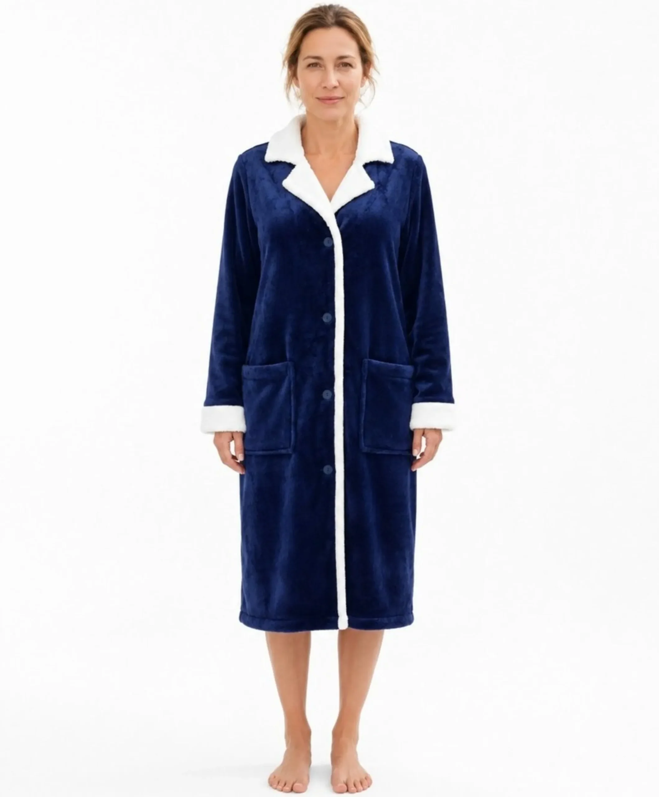 Dames ochtendjas blauw