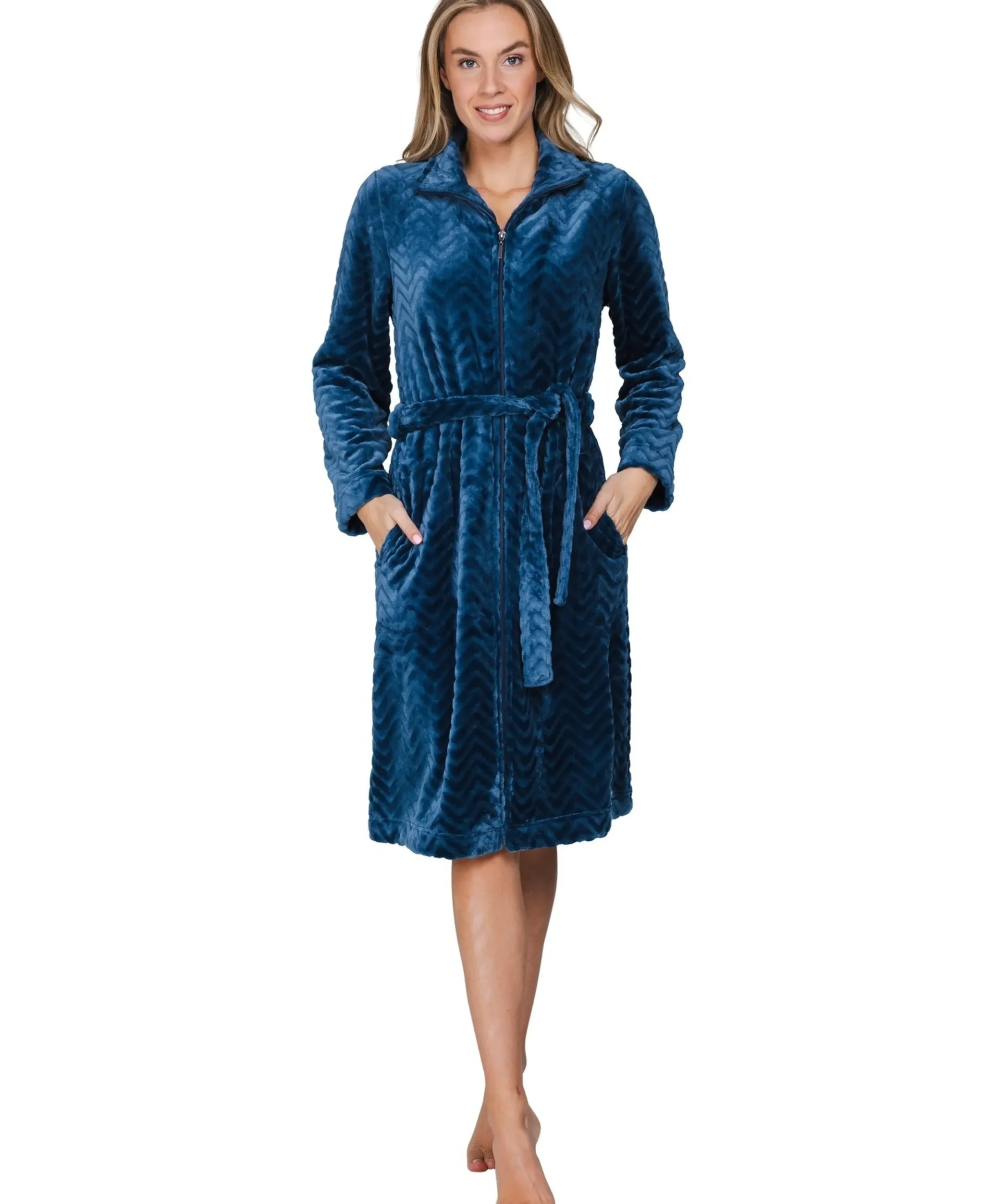 Dames ochtendjas blauw