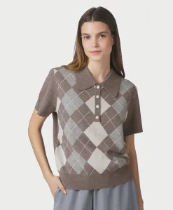 Dames polo bruin