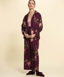Dames pyjamabroek bordeaux
