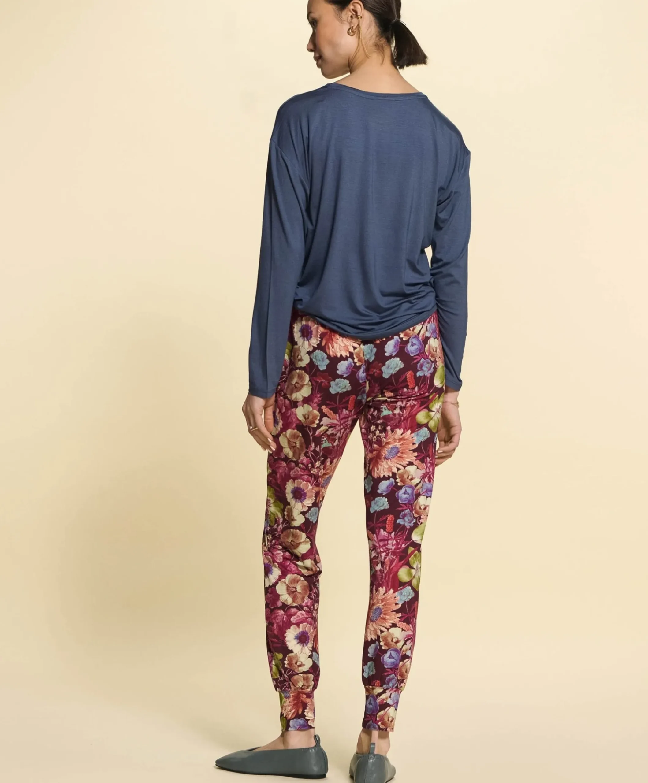 Dames pyjamabroek bordeaux