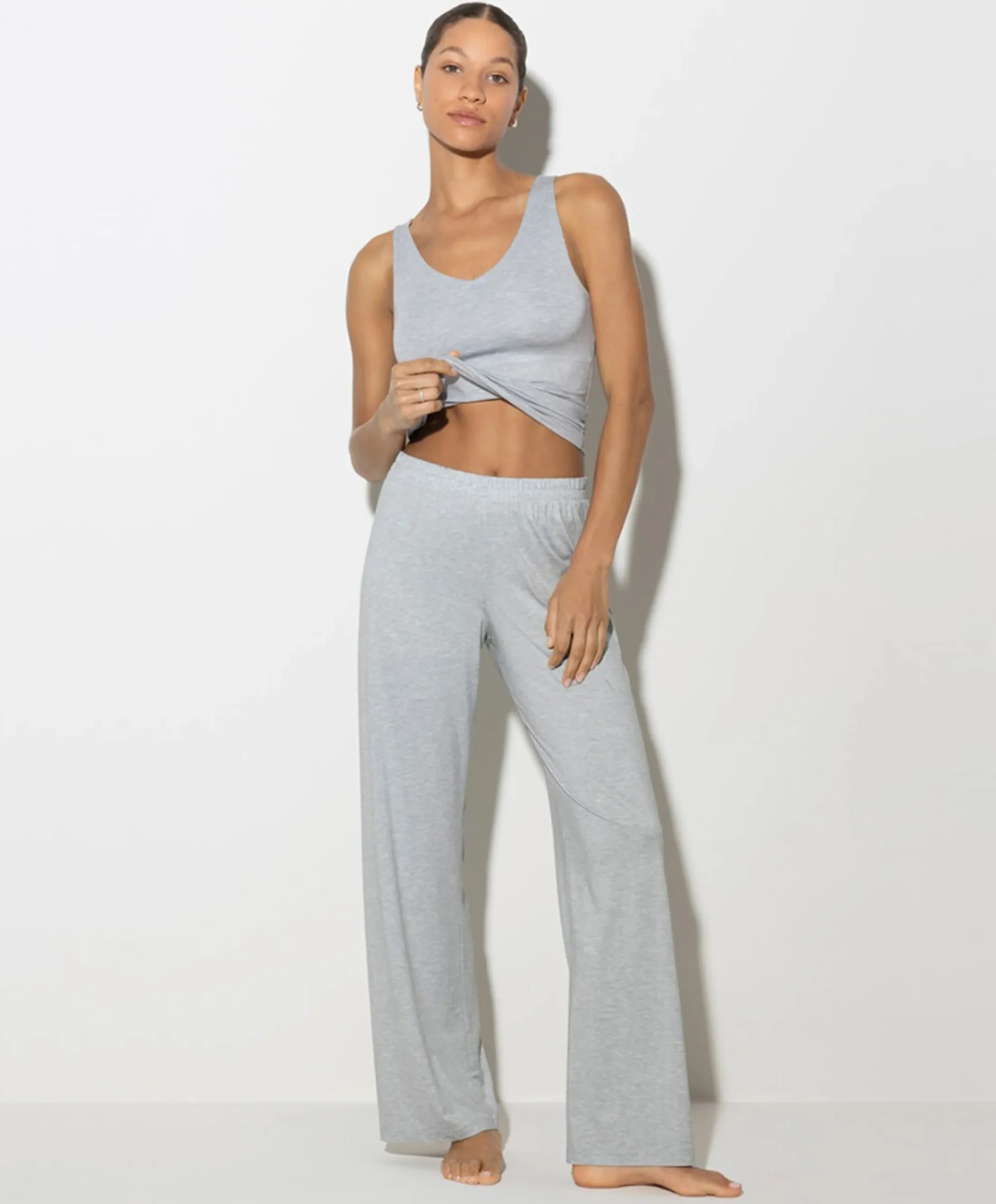 Dames pyjamabroek grijs
