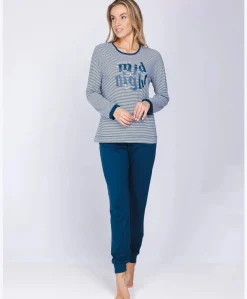 Dames pyjamaset blauw