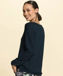 Dames pyjamatop blauw