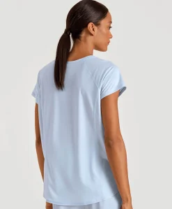 Dames pyjamatop blauw