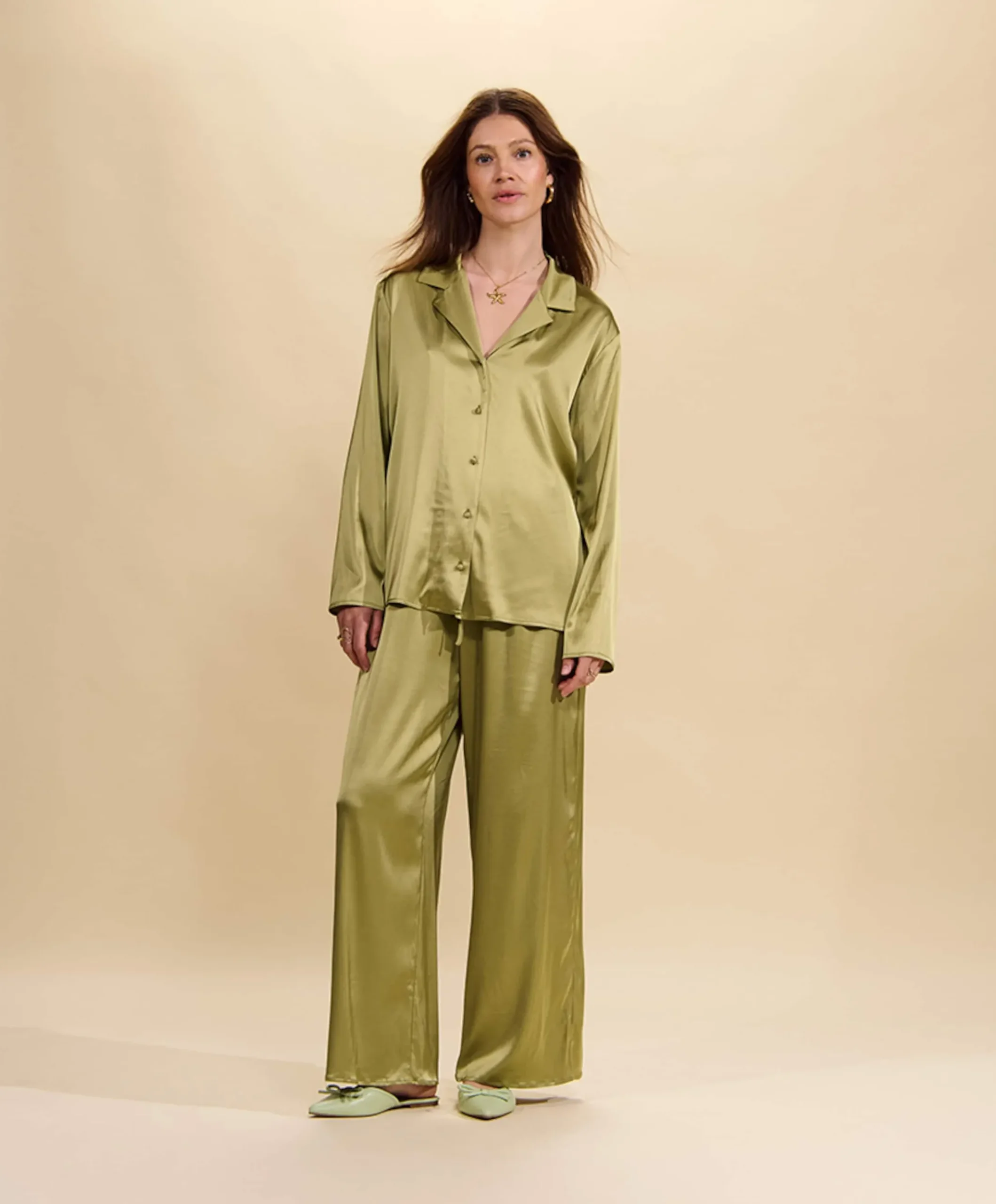 Dames pyjamatop groen