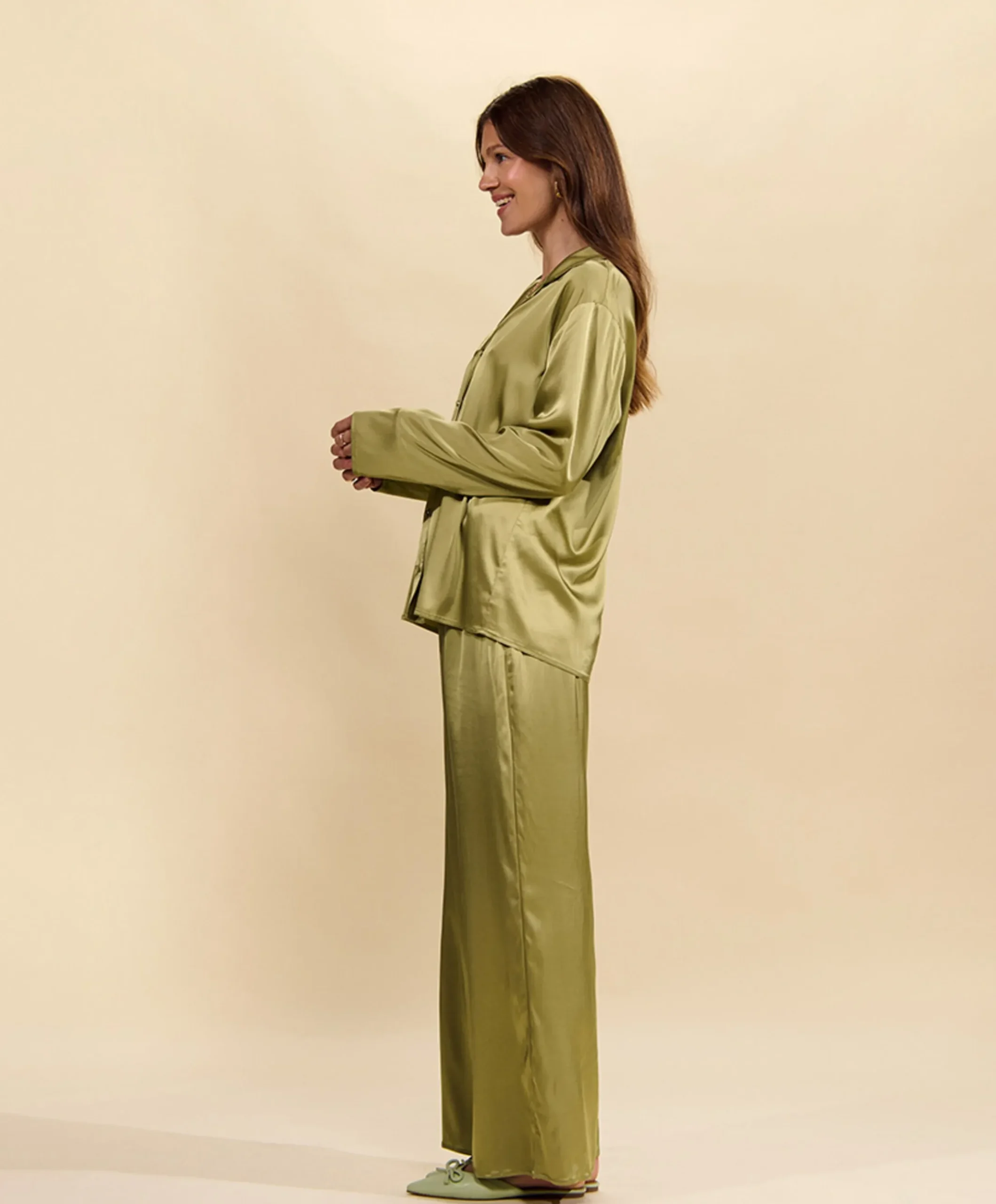 Dames pyjamatop groen