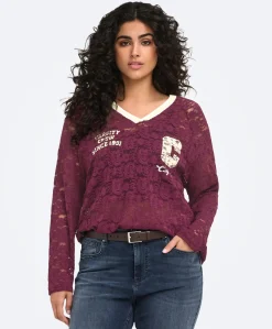 Dames top bordeaux