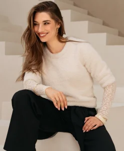 Dames top ecru