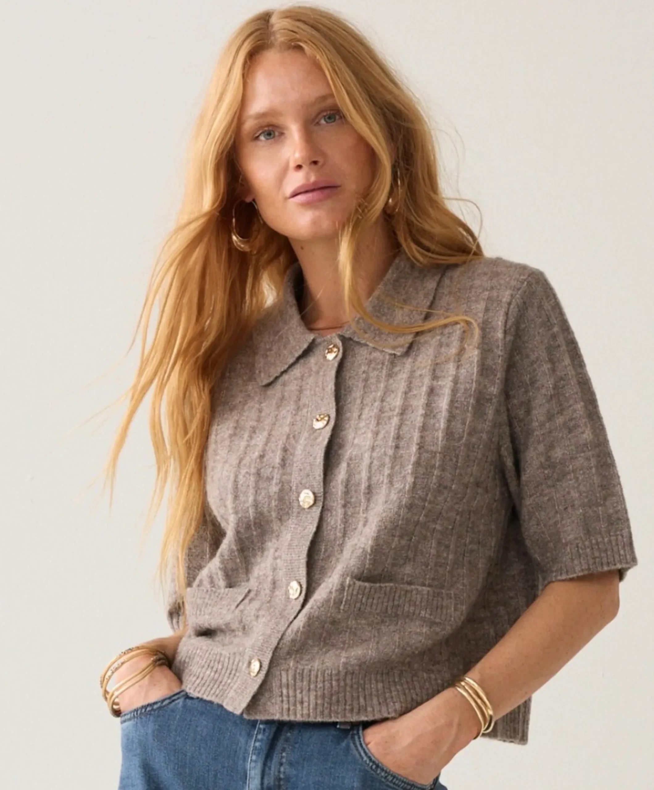 Dames vest beige