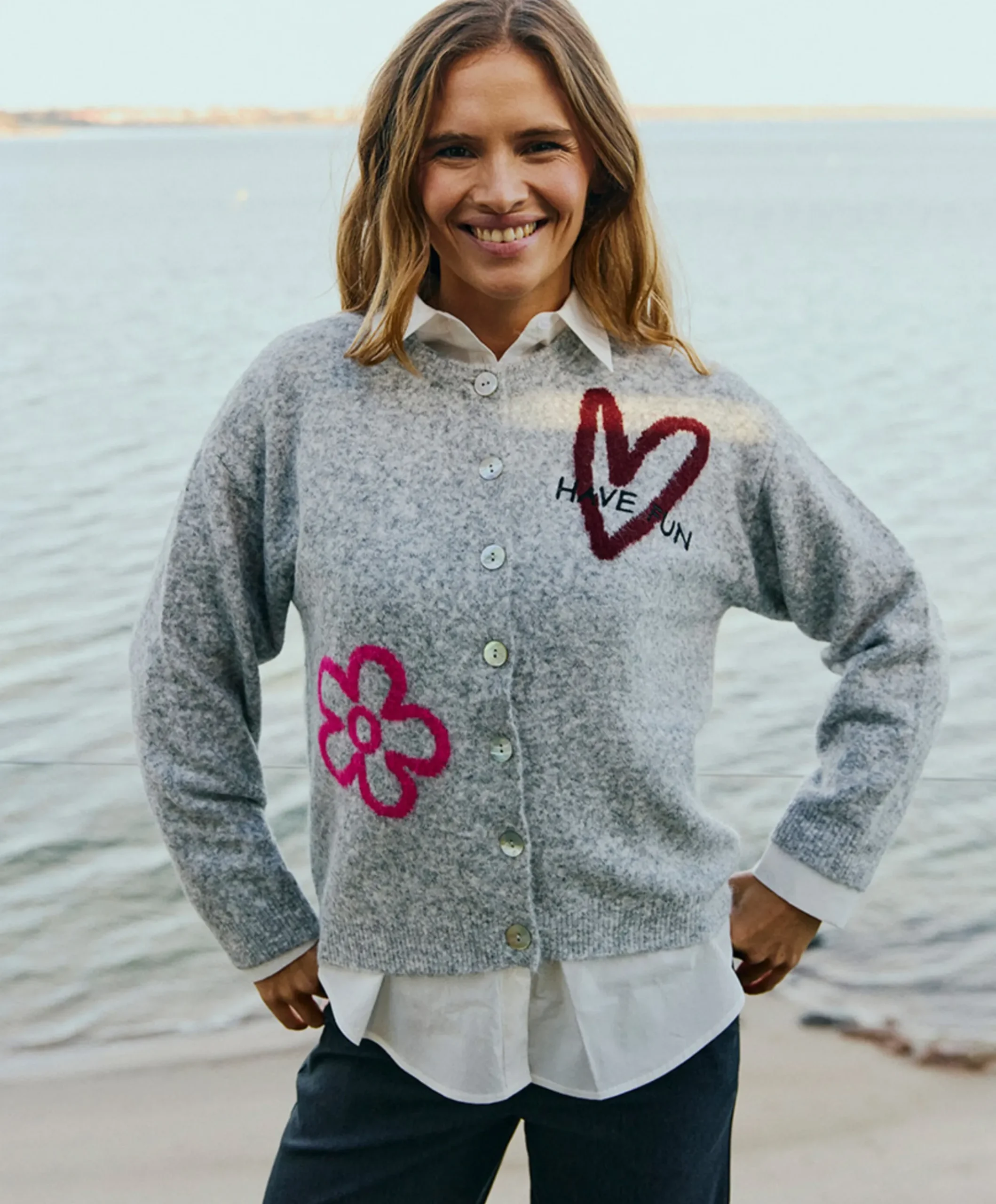 Dames vest grijs