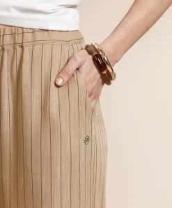 Devine stripe dames broek beige
