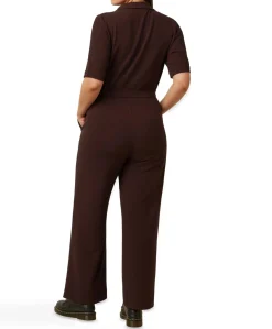 Doris Woven Crepe dames jumpsuit bruin