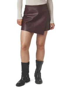 Elayne Faux Leather dames broekrok bordeaux
