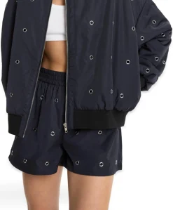 EYELET dames korte broek blauw