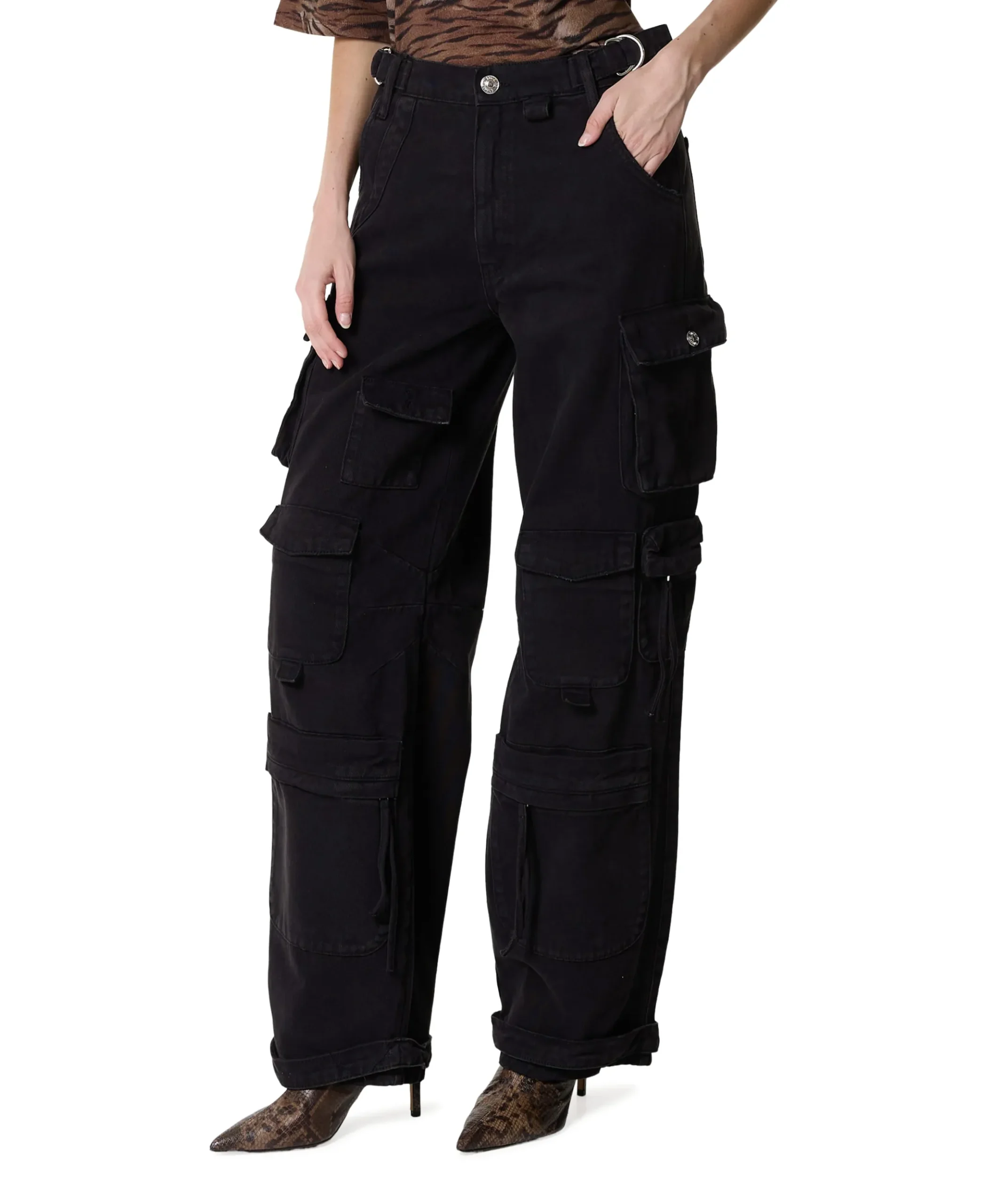 Franca Balloon Cargo dames jeans zwart