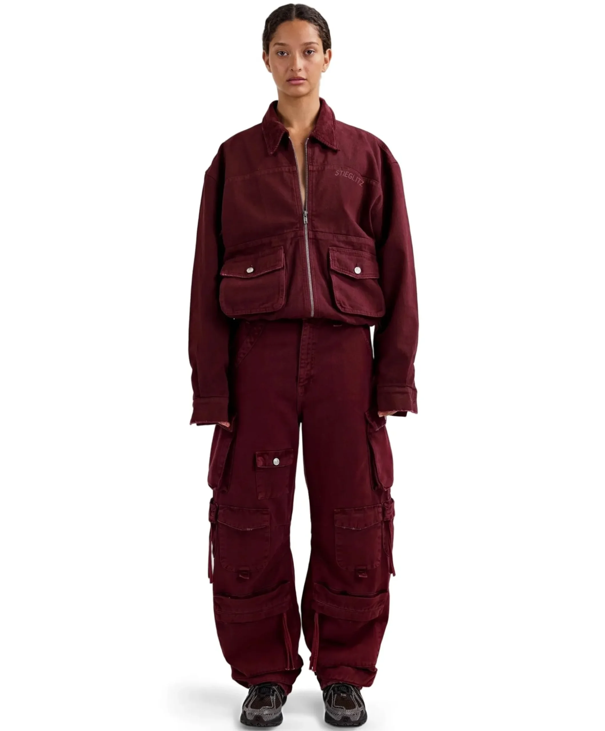 Franca Balloon Cargo dames jeans rood