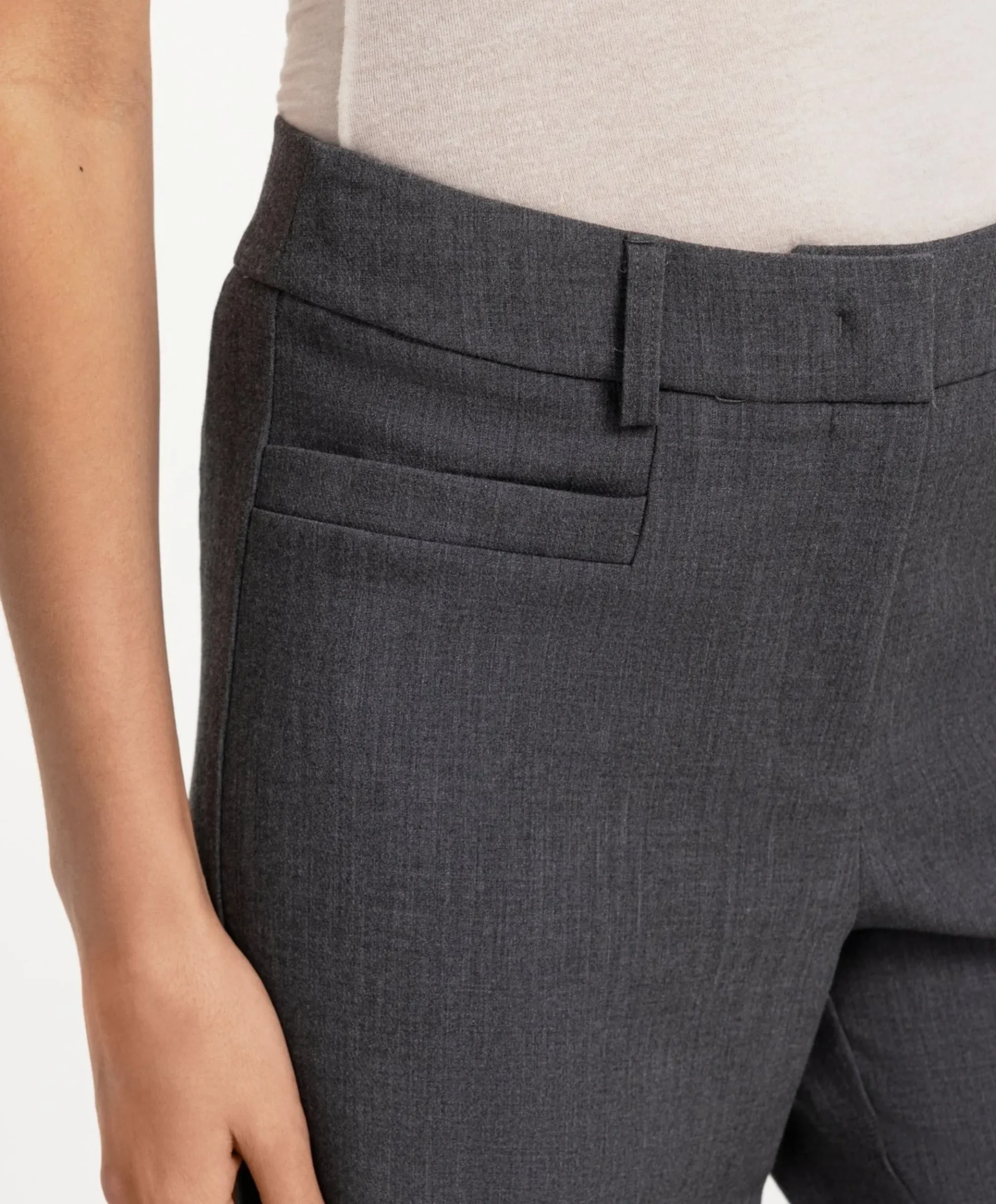 Geweven met rechte pijpen dames broek grijs