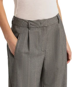 Geweven, wijde broek met ruit dames zwart