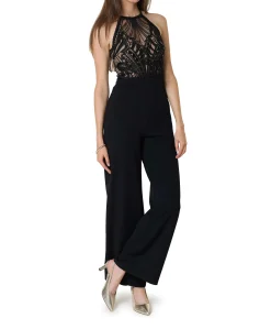 Halterneck dames jumpsuit zwart