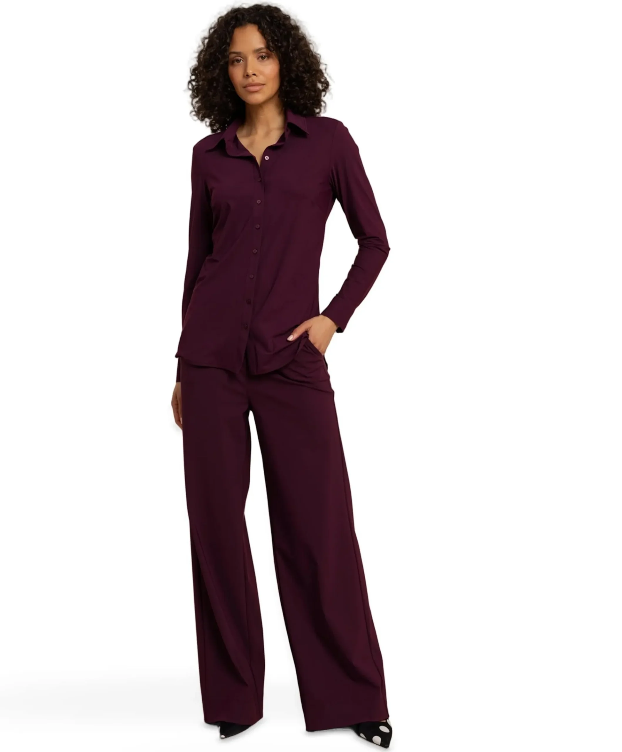 Lexie LONG bonded trousers dames broek bordeaux