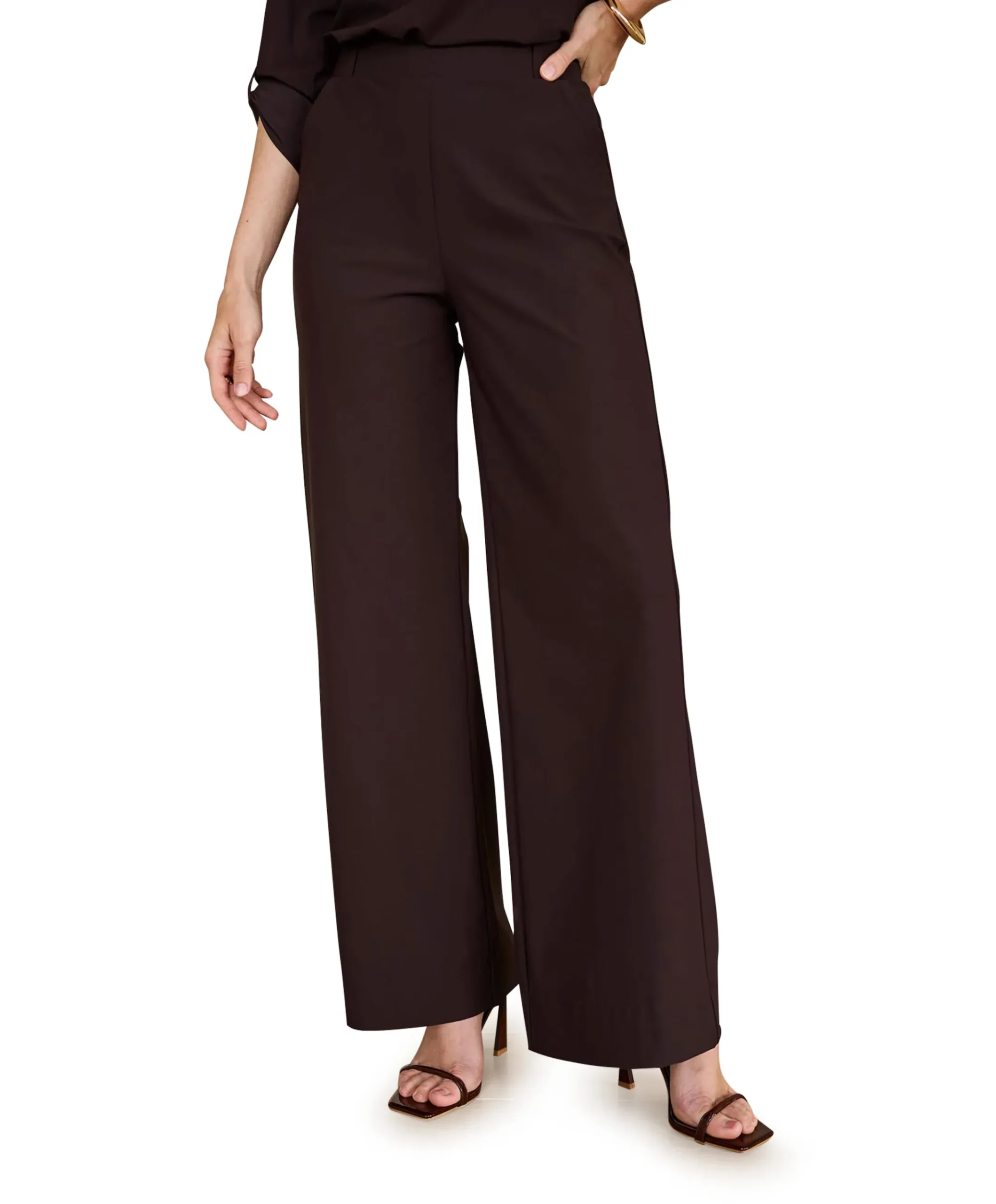 Lexie LONG bonded trousers dames broek bruin