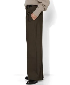 Mara Wide Leg Pleat dames broek bruin