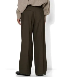 Mara Wide Leg Pleat dames broek bruin