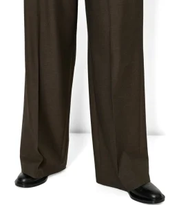 Mara Wide Leg Pleat dames broek bruin