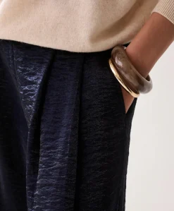 Metallic shine dames broek blauw