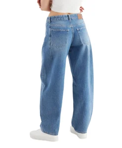 mid waist balloon jeans dames jeans blauw