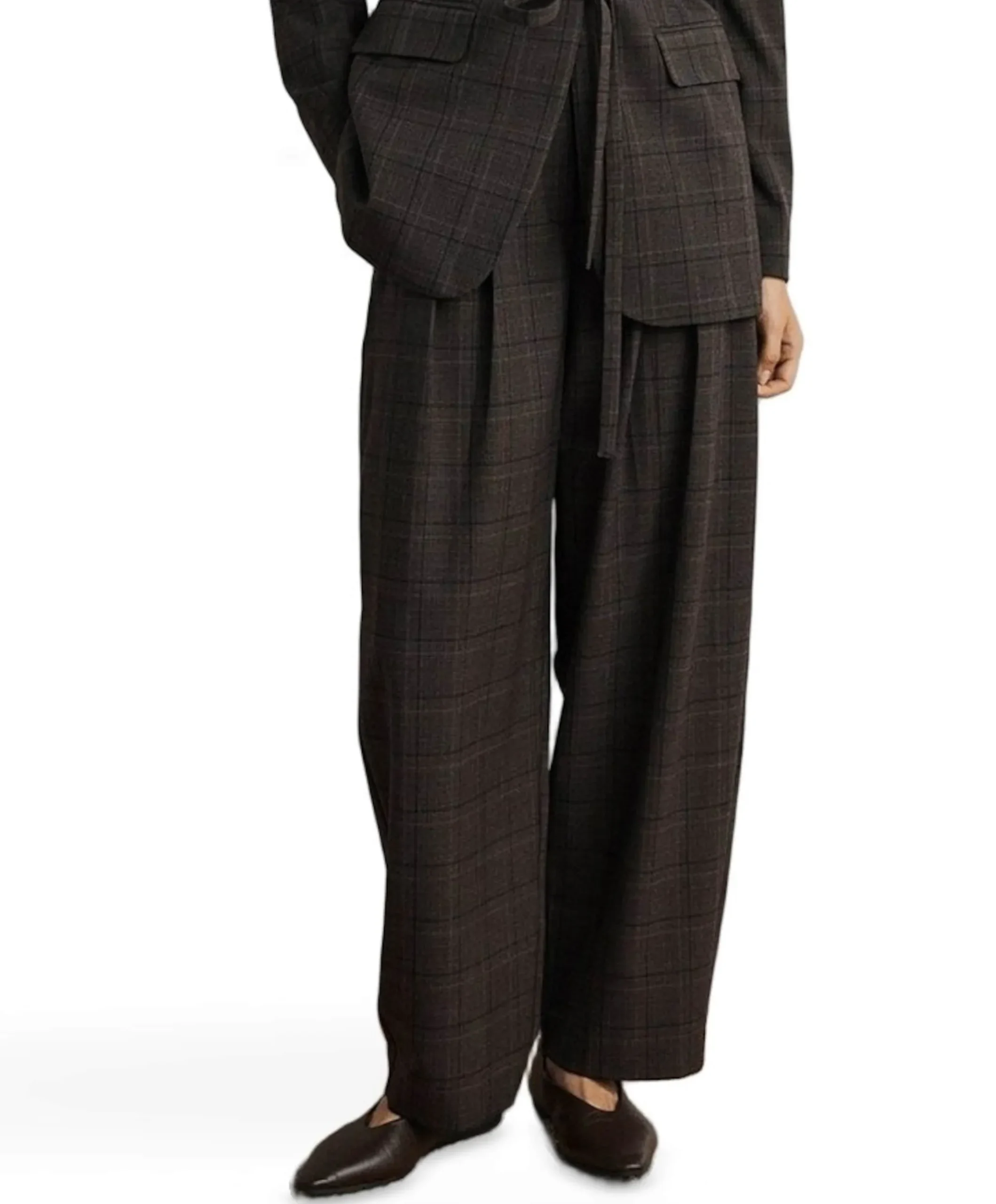 MSCHJohnna HW Barrel CHK dames broek bruin
