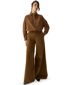 New Marlene 8104 Shiny Cord dames broek bruin