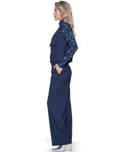 Pants elastic waist dames broek blauw