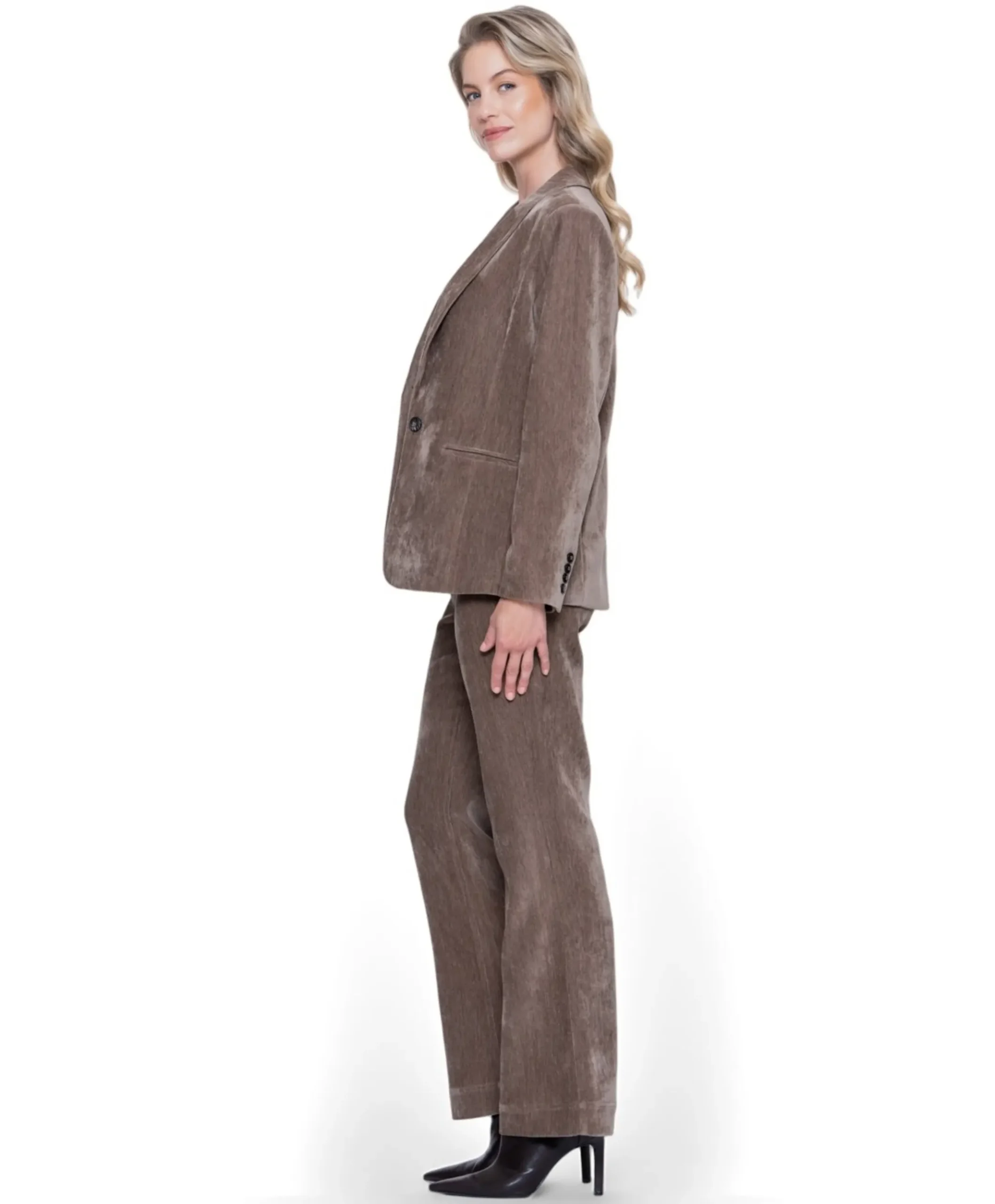 Pants velours dames broek beige