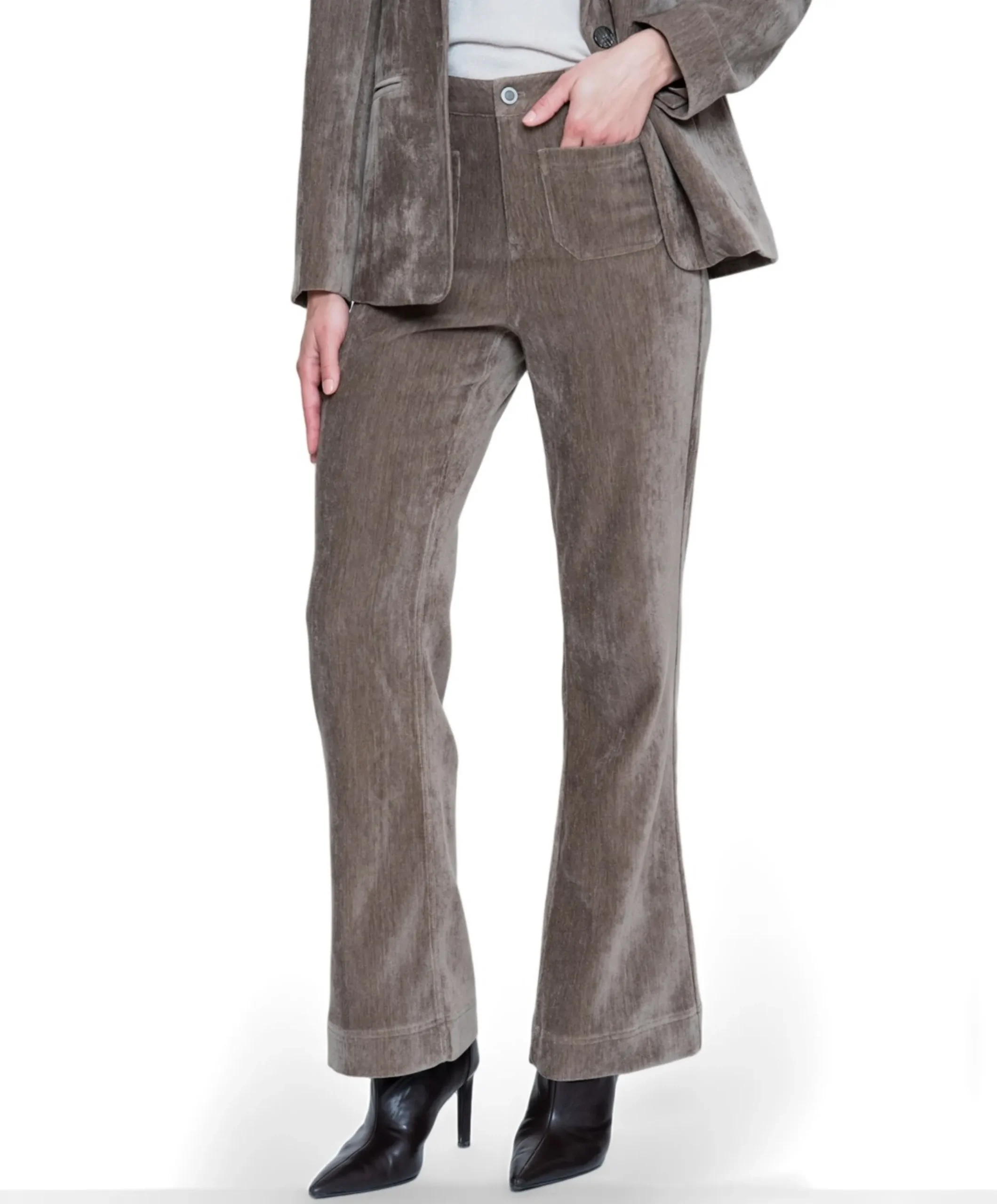 Pants velours dames broek beige