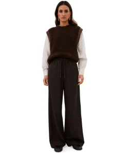 pelle pinstripe dames broek bruin