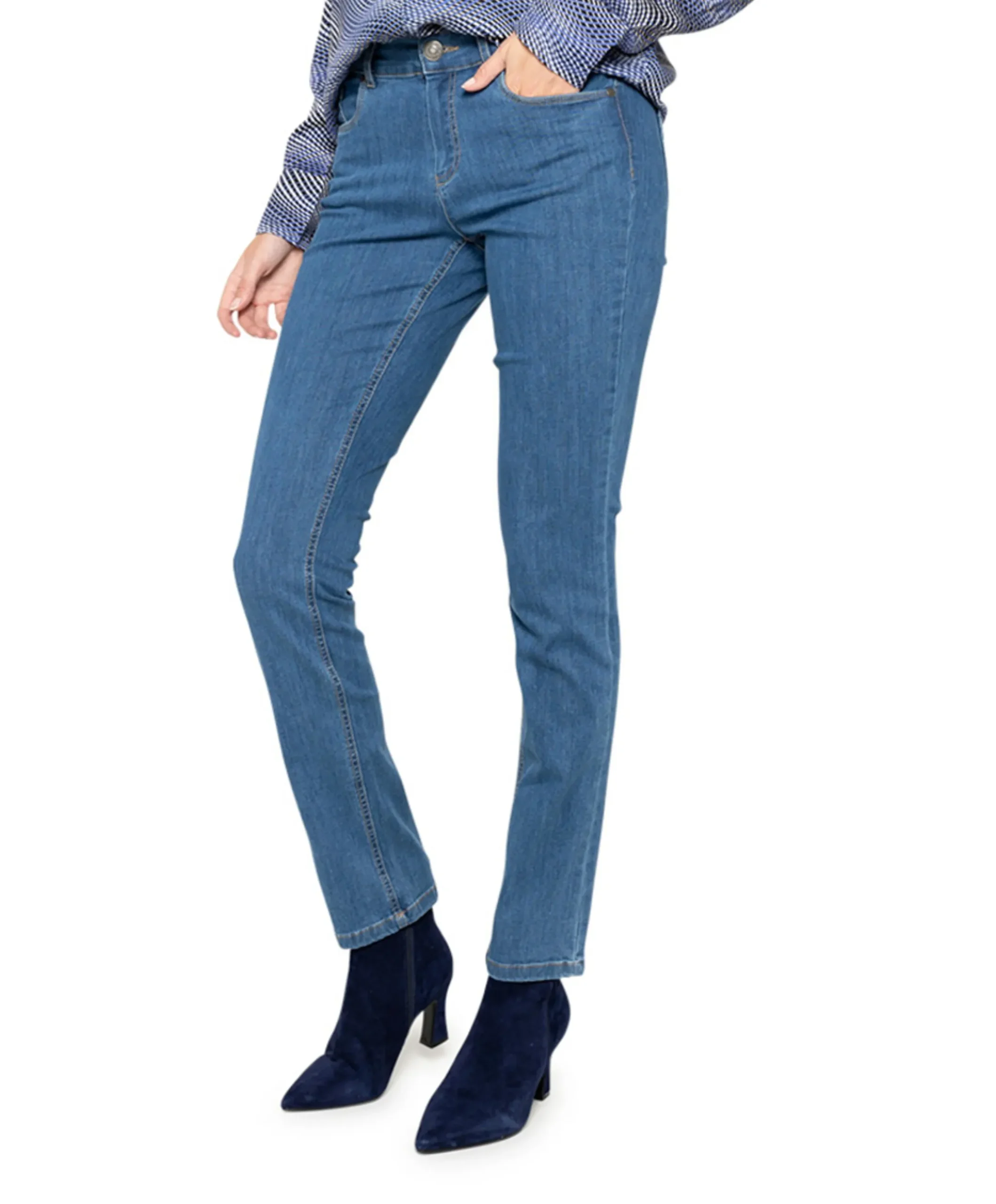 5 Pocket Super Stretch Lang dames broek blauw