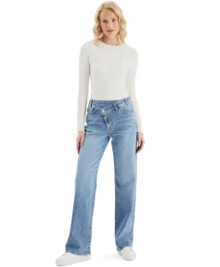 Relaxed straight dames jeans blauw