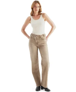 relaxed straight jeans dames jeans beige