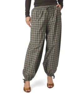 Roxane Balloon Checked dames broek groen