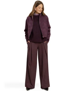 Sari herringbone dames broek bordeaux