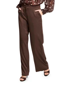 Satin mit geradem Bein dames pantalon bruin