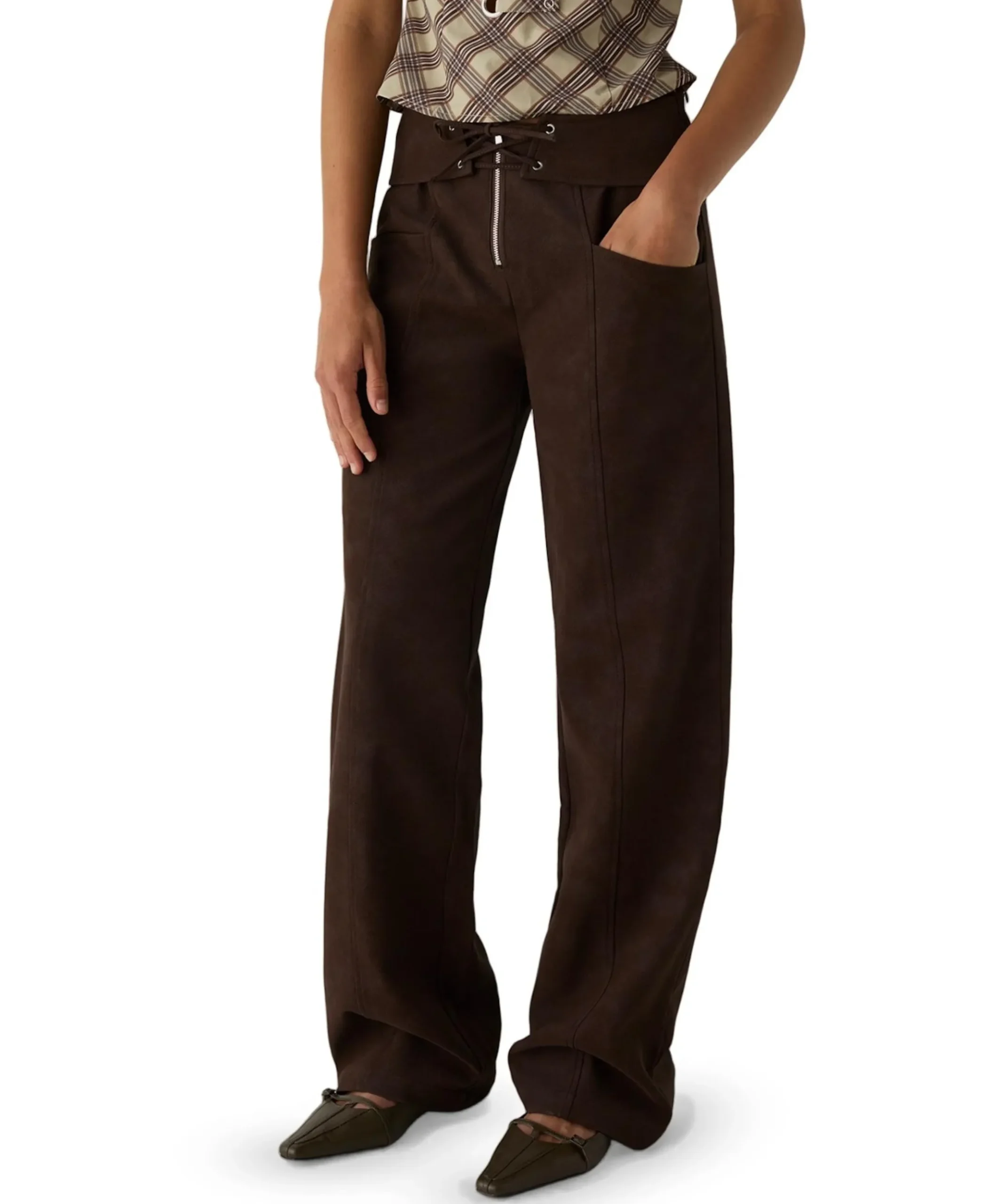 SELAH DARK BROWN dames broek bruin