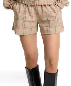 SPORTY CHECK dames korte broek beige