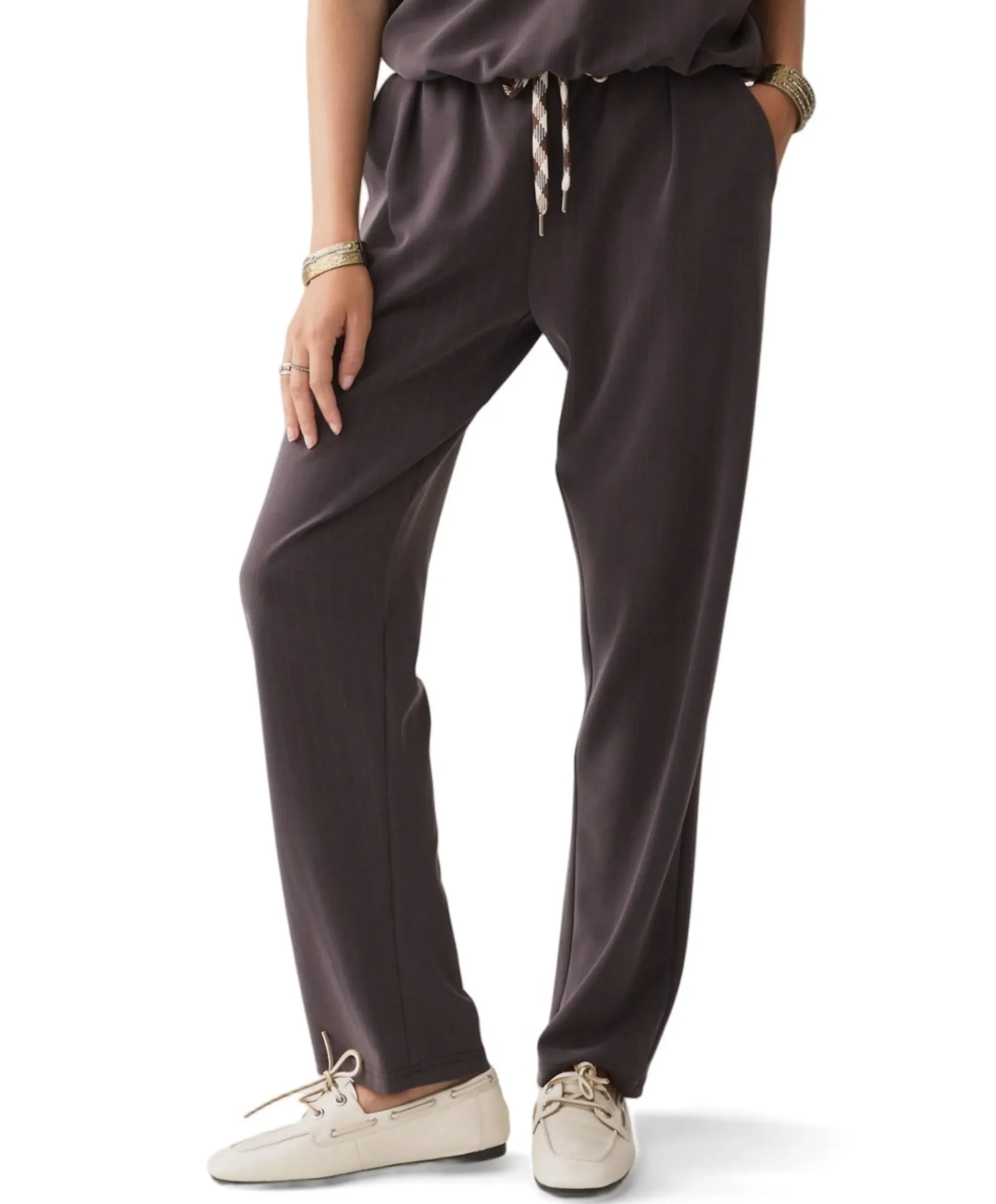 Tapered scuba pinstripe broek dames broek bruin