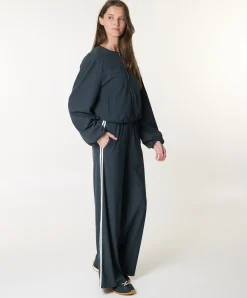 Trousers stripe dames broek grijs