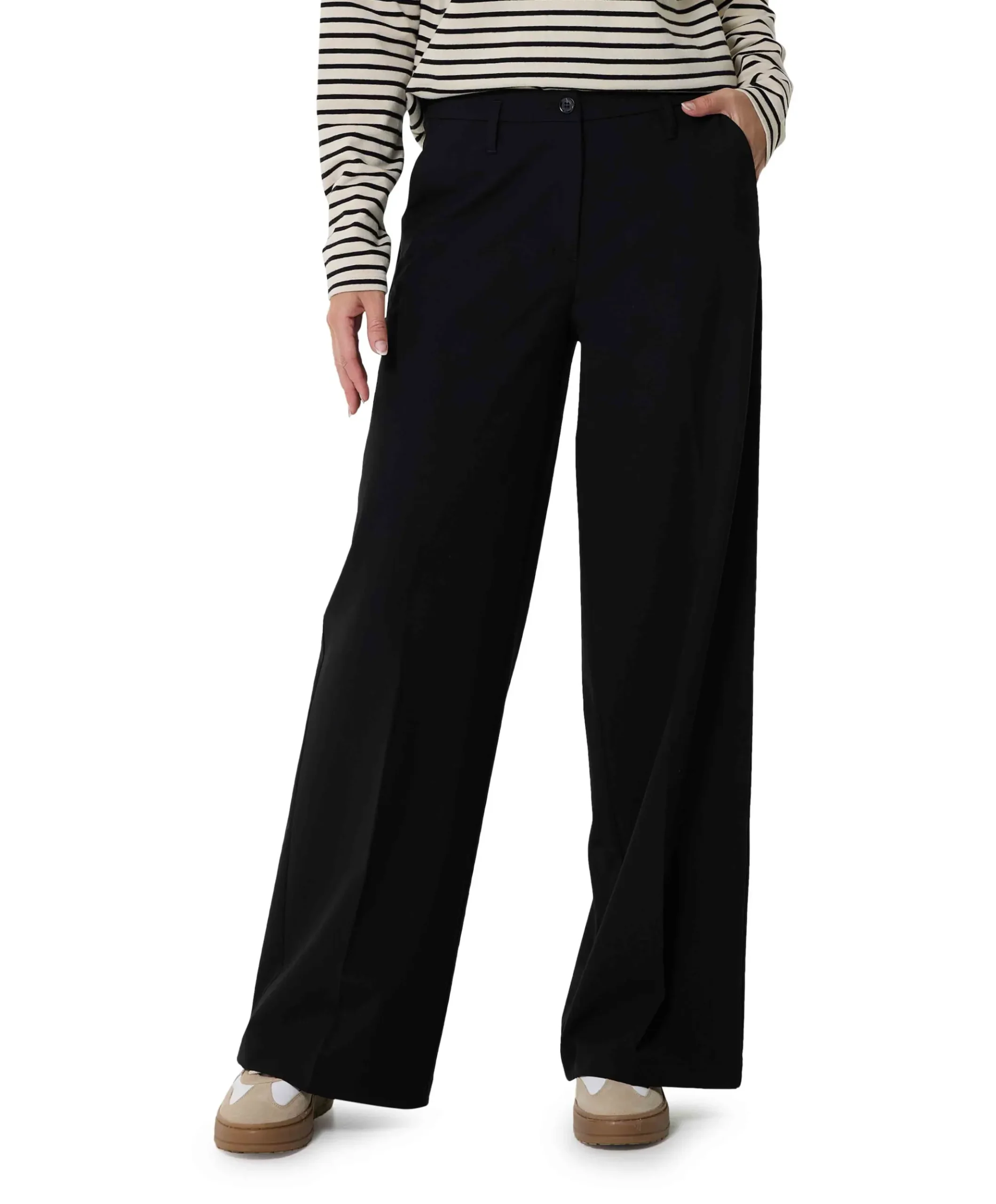 Trousers viscose blend stretch zwart