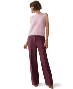 Trousers wide legs foam uni dames broek bordeaux